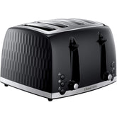 Russell Hobbs Honeycomb 4 Slice Toaster – Extra Wide Slots, 6 Browning Levels, High Lift, Frozen/Cancel/Reheat, 1500W, Black Gloss Finish